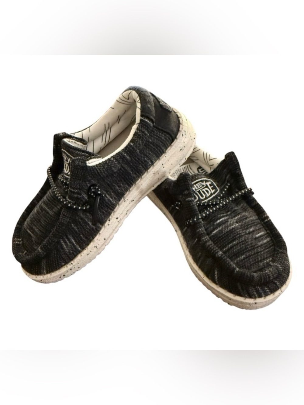 Hey Dude Kids Black and Gray Wally Toddler Stretch Shoes